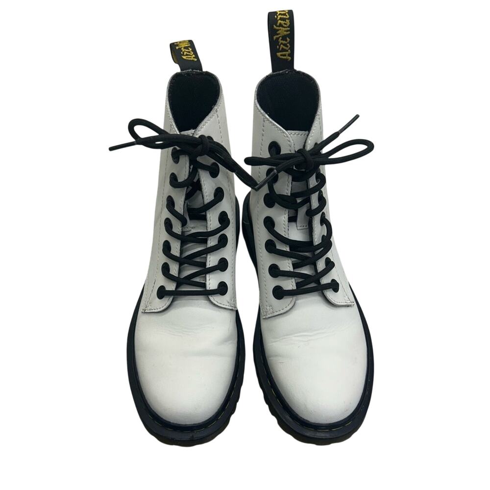 Dr. Martens Luana White Lace-Up Leather Combat Boots